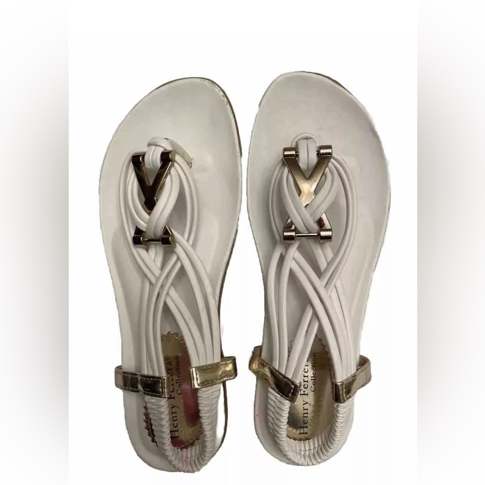 Henry Ferrera Women's LA Best White Slingback Sandals Size 7.5